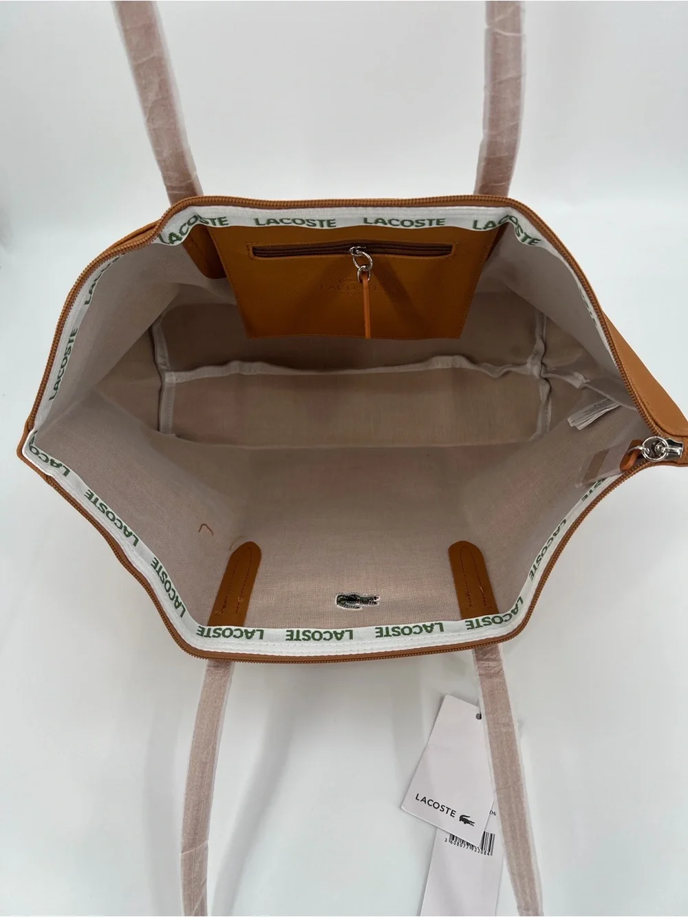 Lacoste Caramel Tote with Signature Crocodile Logo